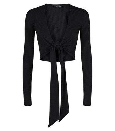 Black Long Sleeve Ribbed Crop Top | New Look