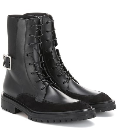 Aviator leather ankle boots