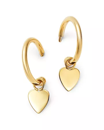Moon & Meadow 14K Yellow Gold Small Dangling Heart Hoop Earrings - 100% Exclusive