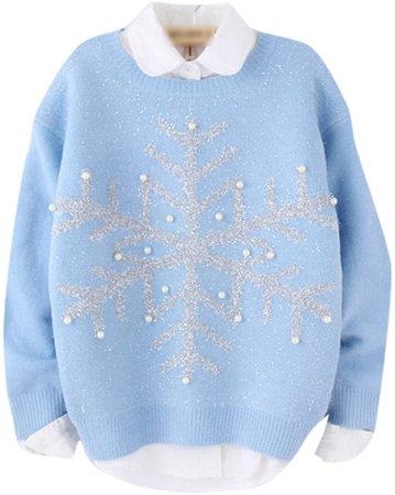 Amazon.com Enlishop Women's Cute Snowflake Christmas Casual Cable Knit Pullover Sweater