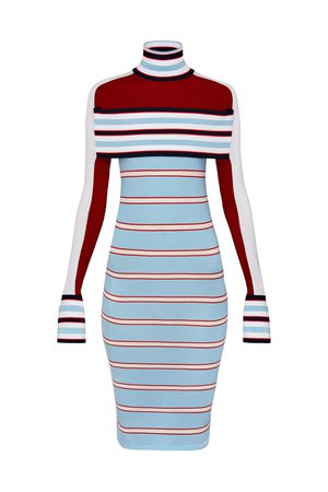 Louis Vuitton striped turtle neck knit dress with band