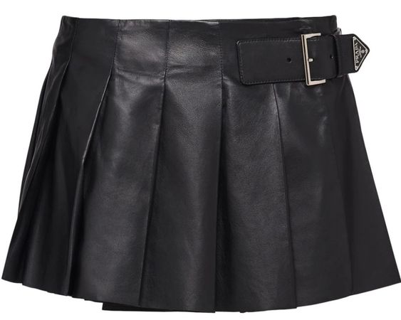 Prada pleated leather miniskirt