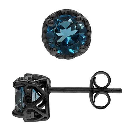 Amazon.com: Silvershake 6mm Round London Blue Topaz Black Rhodium Plated 925 Sterling Silver Victorian Style Stud Earrings: Jewelry