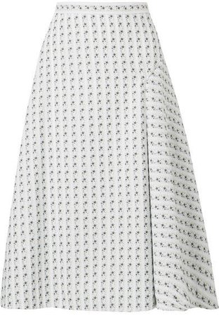 Mina Floral-jacquard Midi Skirt - White