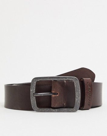 Dickies Eagle Lake leather belt in brown | ASOS