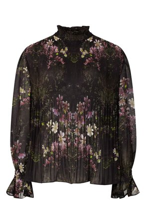 AllSaints Cora Ophelia Pleated Floral Blouse | Nordstrom