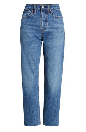 Levi's® Wedgie Raw Hem High Waist Straight Leg Jeans (Love Triangle) | Nordstrom