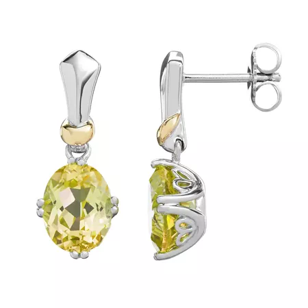 Lemon Quartz Sterling Silver Oval Drop Earrings