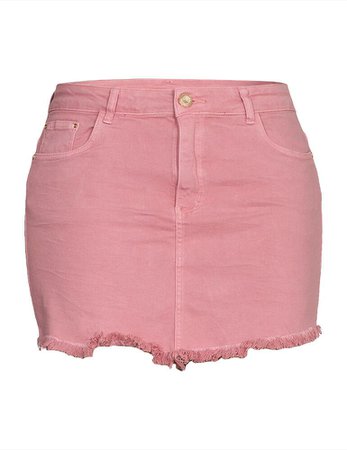 Shorts Saia em Plus Size em Sarja Rosa | Fact Jeans