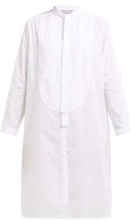 Iona Pintucked Cotton Shirtdress - Womens - White