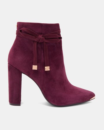 Suede bow detail ankle boots - Deep Purple | Shoes | Ireland Site