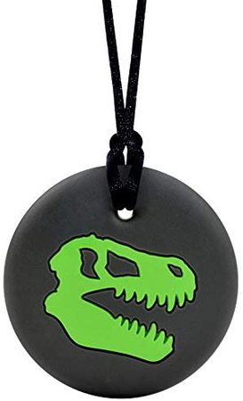 Amazon.com: Munchables Dino Skull Sensory Chew Necklace for Adults or Kids - Chewy Fidget Stim Toy Jewelry for Boys and Girls (Green) : Health & Household