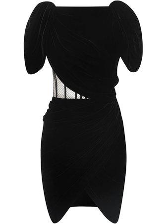 Shop black Oscar de la Renta exposed-corset velvet dress with Express Delivery - Farfetch