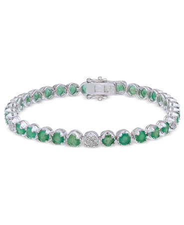 Macy's Sterling Silver Emerald & Diamond Tennis Bracelet