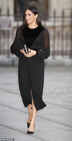 Meghan wears a £2,220 Givenchy dress for her first solo engagement | Daily Mail Online