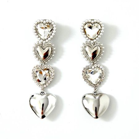 silver heart dangle earrings