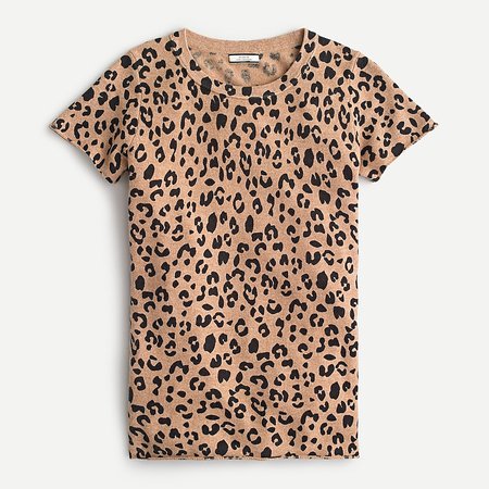 J.Crew: Short-sleeve Cashmere T-shirt In Leopard For Women