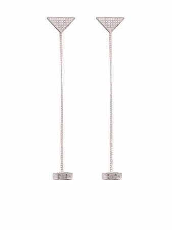 Prada Crystal Logo rhinestone-embellished dangle earrings - FARFETCH