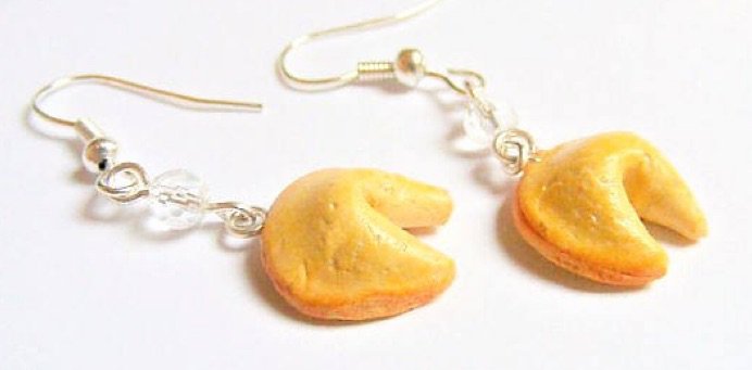 kitsch fortune cookie earrings