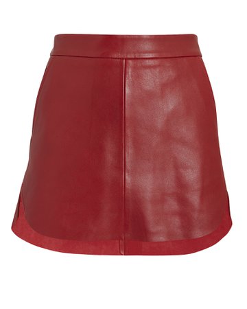 Red Leather Baseball Hem Mini Skirt | Michelle Mason