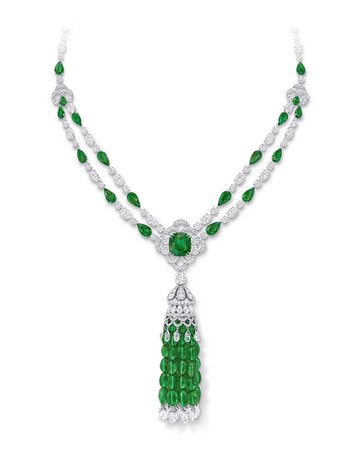 Graff, emerald and diamond tassel necklace