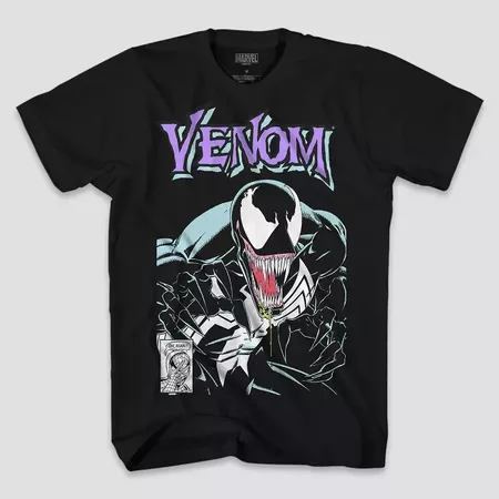 Men's Short Sleeve Marvel Venom Graphic T-Shirt - Black : Target
