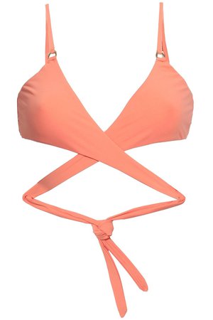 peach orange bikini TOP w/  v-neckline & waist strap