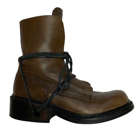 Dirk Bikkembergs, 1990s Heel Lace Leather Boots - La Nausée - fashion archive / retail shop
