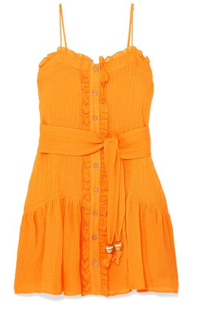 Lisa Marie Fernandez | Ruffled linen-blend gauze dress | NET-A-PORTER.COM