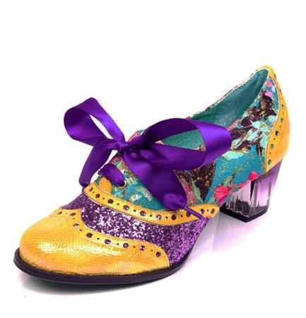 Poetic Licence NEW Corporate Beauty yellow purple floral heeled brogue shoes 3-9 | eBay