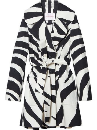 Shop Carolina Herrera zebra-print cotton coat with Express Delivery - FARFETCH