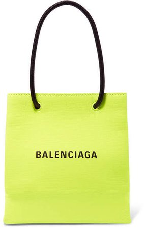 Xxs Printed Neon Textured-leather Tote - Green