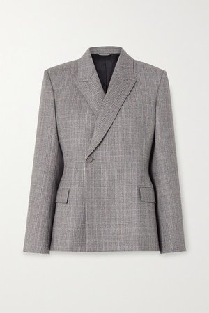 Prince Of Wales Checked Wool Blazer - Gray