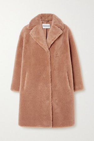 Camille Cocoon Faux Shearling Coat - Beige