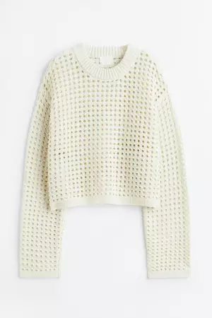 Pointelle-knit Sweater - White - Ladies | H&M US