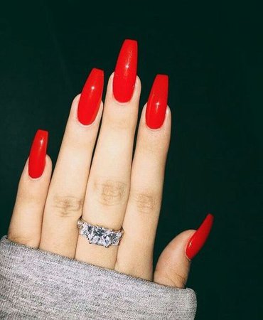 I'm so obsessed wCoffin nails designs, Red acrylic nails, Red nail art