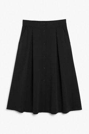 Button-up midi skirt - Black - Monki WW