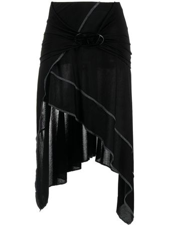 diesel black asymmetrical draped skirt