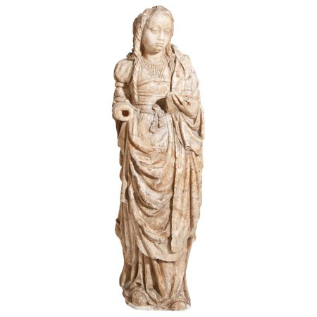 Alabaster Madonna, Northern France, 16th Century For Sale at 1stdibs