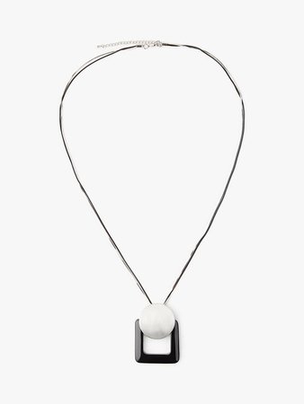 John Lewis & Partners Circle and Square Pendant Necklace, Silver/Black at John Lewis & Partners
