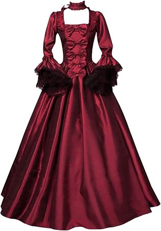 Amazon.com: Zieglen Renaissance Dress Women with Corset,18th Century Women's Rococo Ball Gown Printing Long Gothic Victorian Dress Masquerade Theme Dresses#8 Red : Clothing, Shoes & Jewelry