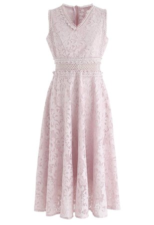Love Me Tender Embroidered Organza Midi Dress in Pink - Retro, Indie and Unique Fashion