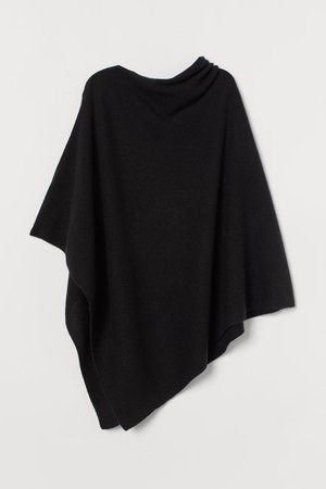 Fine-knit Wool Poncho - Black - Ladies | H&M CA
