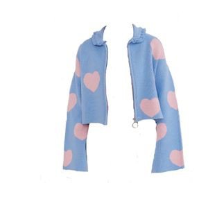 blue jacket with pink hearts