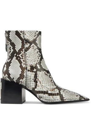 Alexander Wang | Parker logo-embellished snake-effect leather ankle boots | NET-A-PORTER.COM