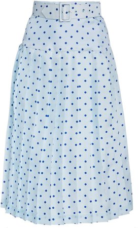 Rodarte Pleated Polka-Dot Crepe Midi Skirt