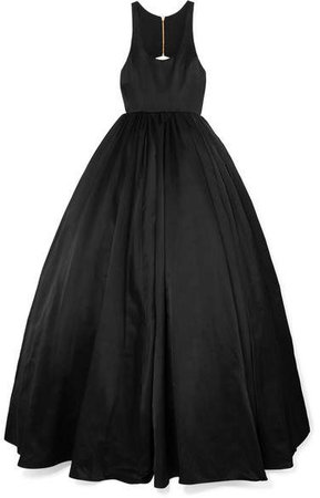 Cutout Duchesse Silk-satin Gown - Black
