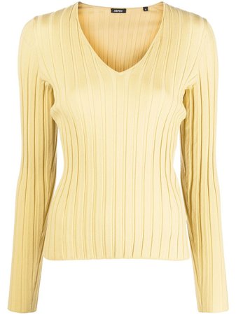 ASPESI Ribbed V-neck Sweater - Farfetch