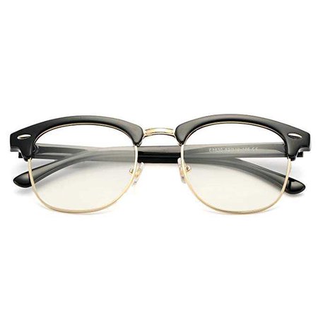 Amazon.com: Pro Acme Retro Clubmaster Clear Lens Glasses Classic Vintage Unisex Eyeglasses (Black/Gold Rimmed): Clothing