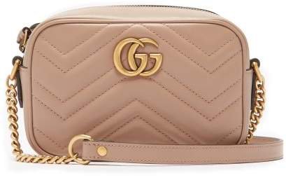 Gg Marmont Mini Quilted Leather Cross Body Bag - Womens - Nude